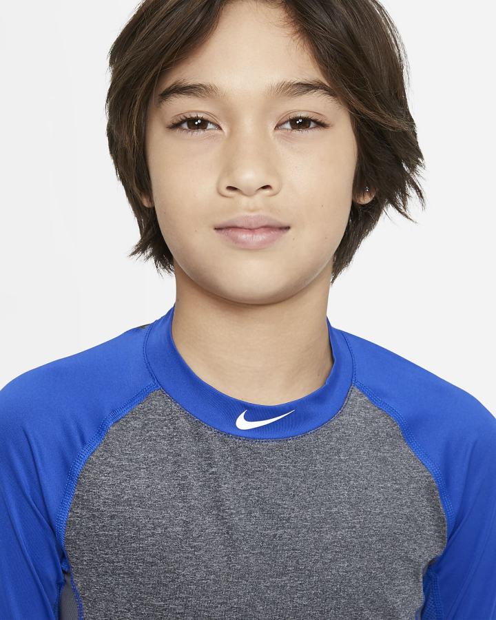 Sudaderas Nike Pro Dri-FIT Kids 3/4-Sleeve Baseball Top Niño Azul Real Gris Oscuro Blancas | NLUVZ-6402