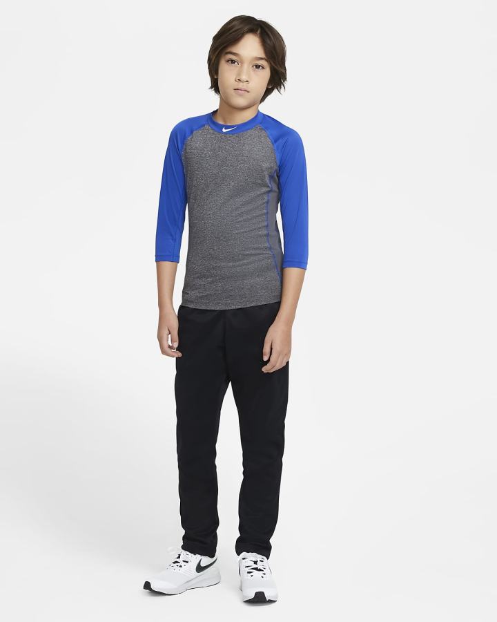 Sudaderas Nike Pro Dri-FIT Kids 3/4-Sleeve Baseball Top Niño Azul Real Gris Oscuro Blancas | NLUVZ-6402