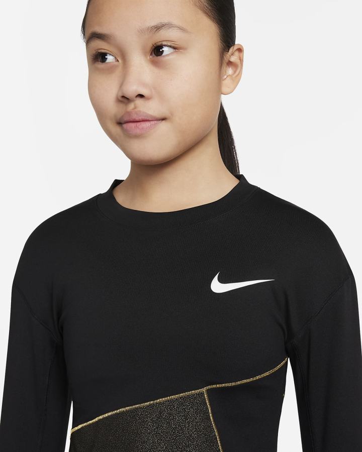 Sudaderas Nike Pro Warm Kids Training Top Niña Negras Blancas | GKOCT-8431