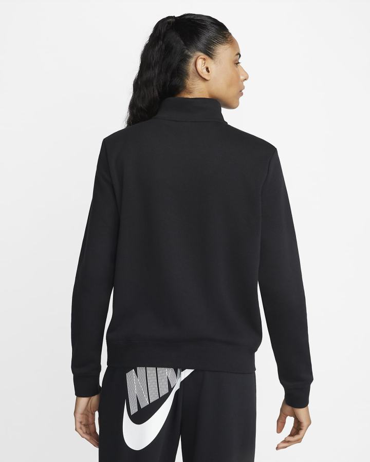 Sudaderas Nike Sportswear Club Fleece 1/2-Zip Mujer Negras Blancas | HPNYU-3186