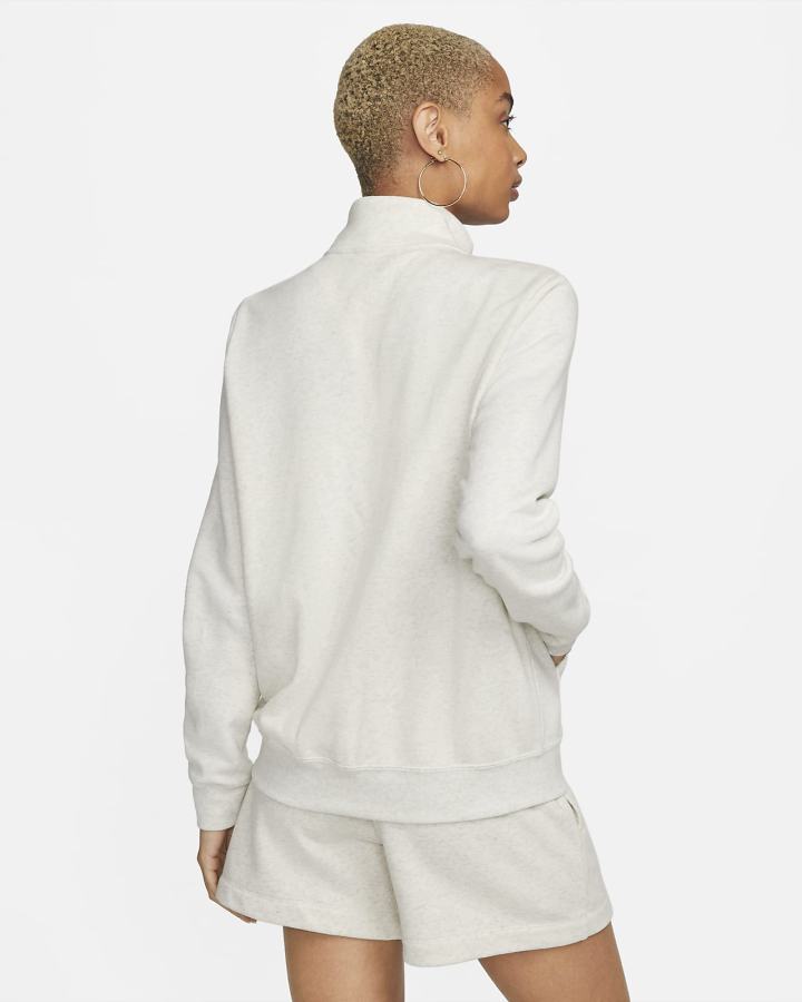 Sudaderas Nike Sportswear Club Fleece 1/2-Zip Mujer Beige Blancas | LUQAI-7961