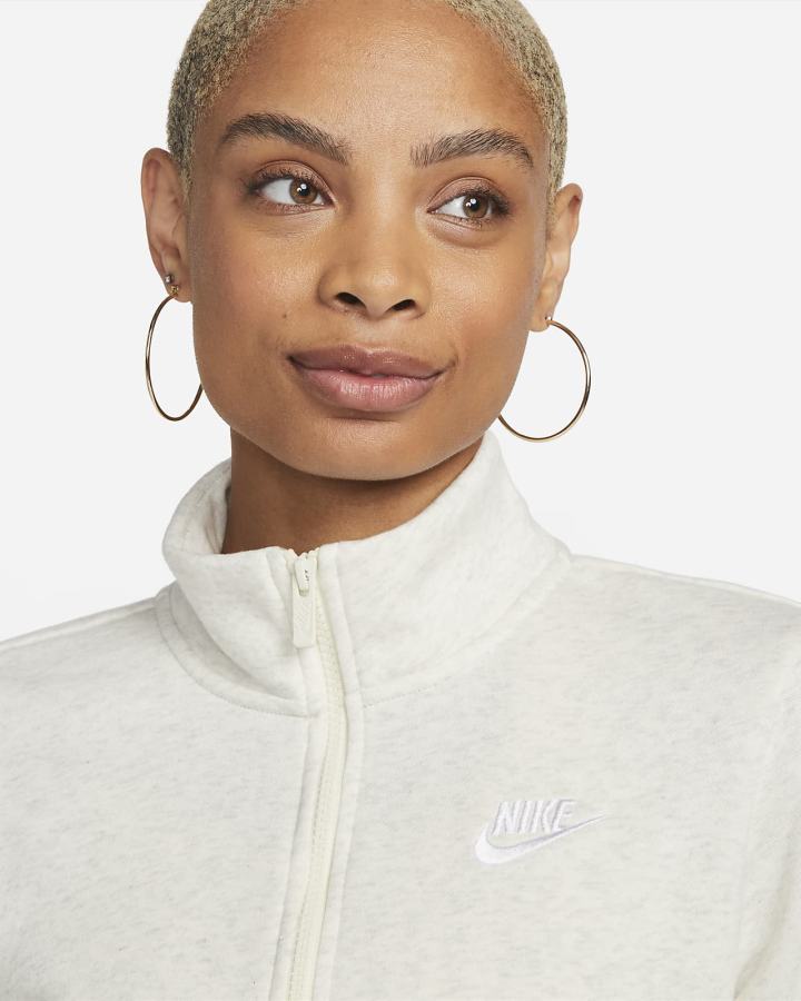 Sudaderas Nike Sportswear Club Fleece 1/2-Zip Mujer Beige Blancas | LUQAI-7961