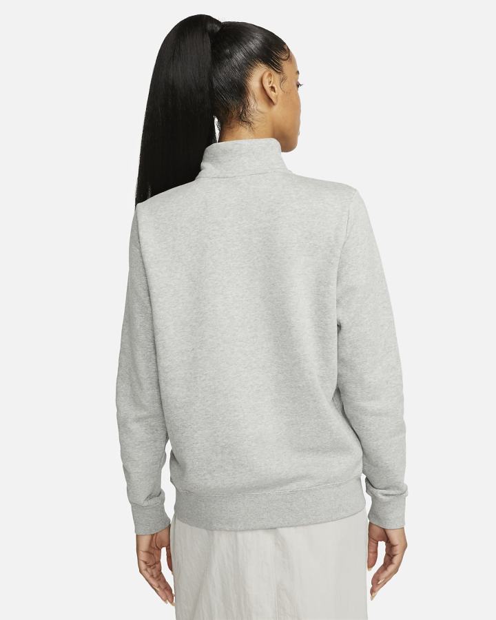 Sudaderas Nike Sportswear Club Fleece 1/2-Zip Mujer Gris Oscuro Blancas | LXUKO-3796