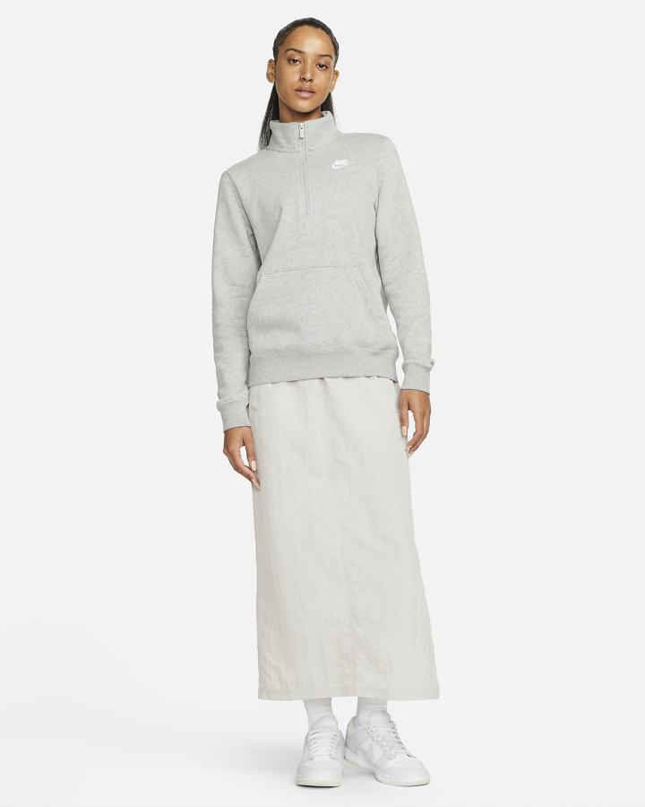 Sudaderas Nike Sportswear Club Fleece 1/2-Zip Mujer Gris Oscuro Blancas | LXUKO-3796