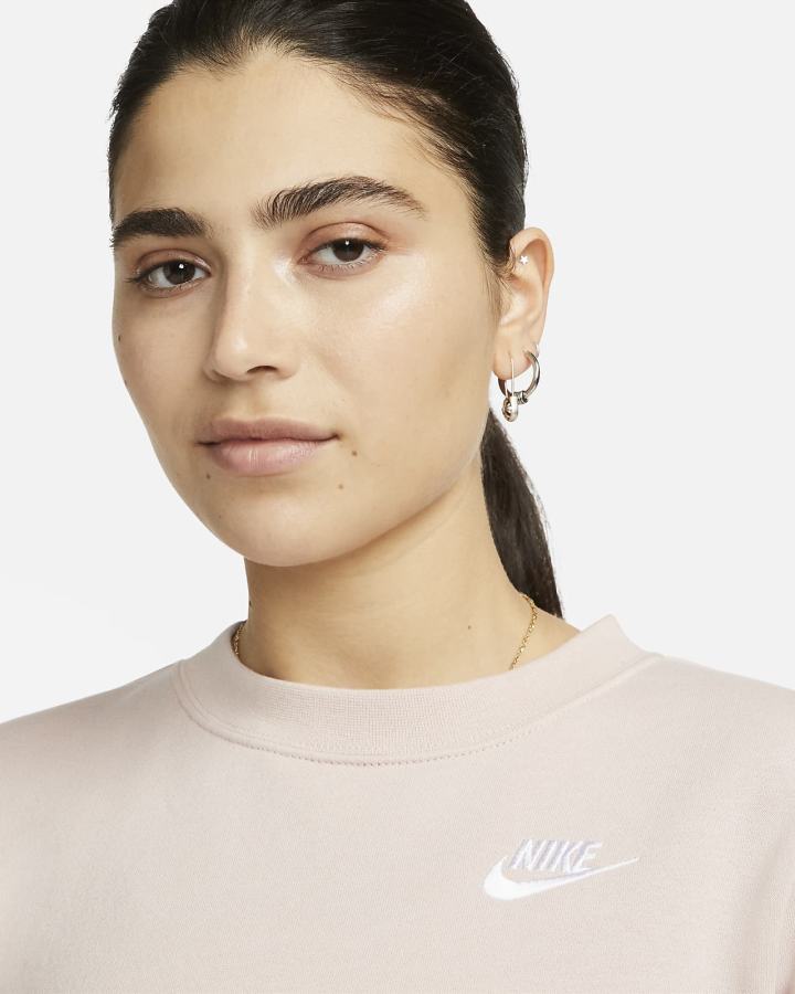 Sudaderas Nike Sportswear Club Fleece Crew-Neck Mujer Rosas Blancas | AGLFC-7596