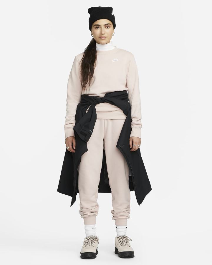 Sudaderas Nike Sportswear Club Fleece Crew-Neck Mujer Rosas Blancas | AGLFC-7596