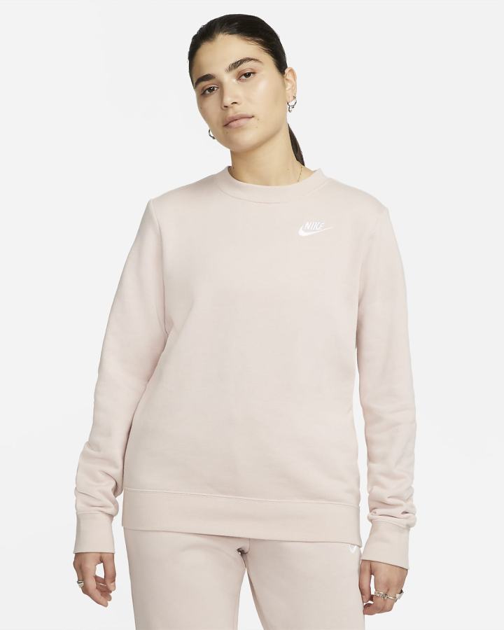 Sudaderas Nike Sportswear Club Fleece Crew-Neck Mujer Rosas Blancas | AGLFC-7596