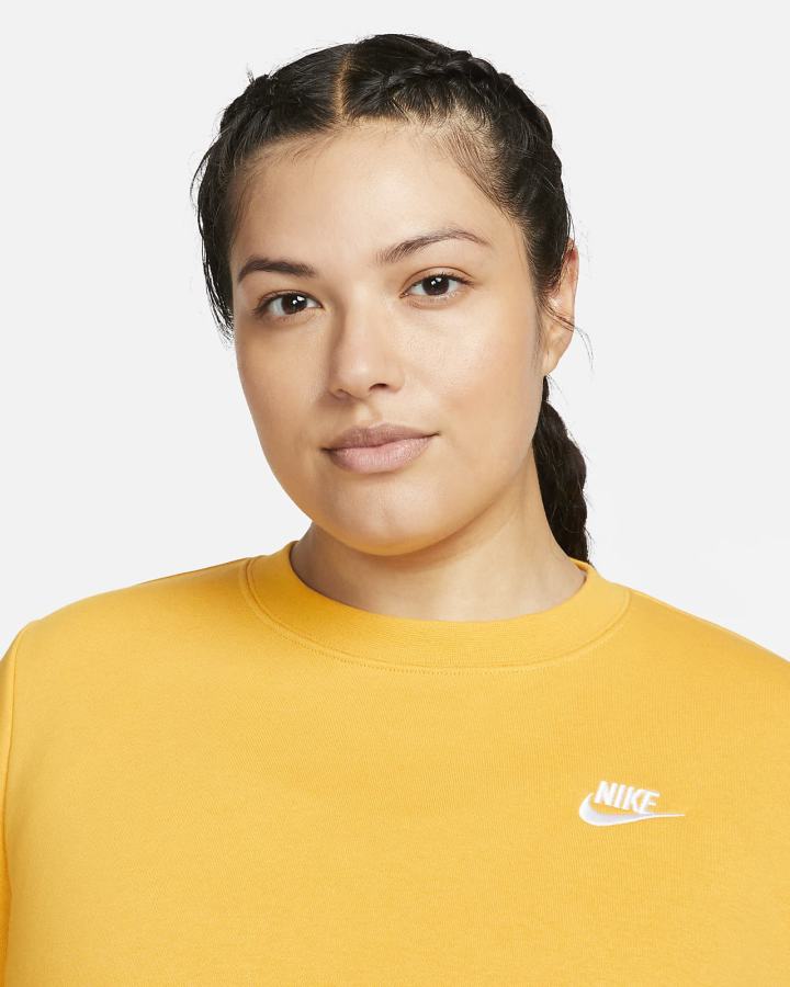 Sudaderas Nike Sportswear Club Fleece Crew-Neck Mujer Amarillo Blancas | BQMXO-7589