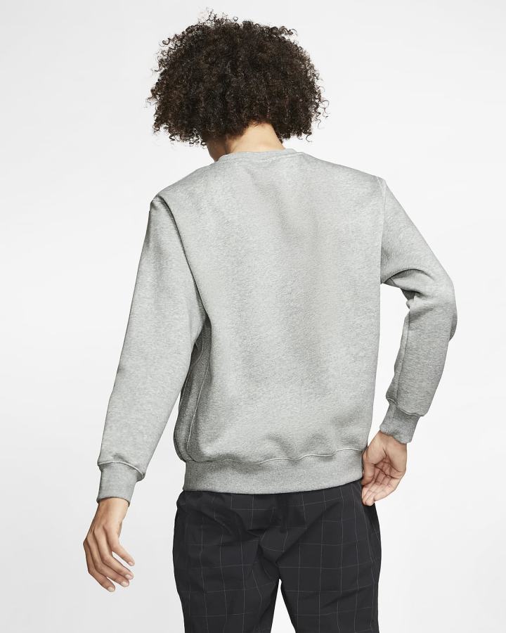 Sudaderas Nike Sportswear Club Fleece Crew Hombre Gris Oscuro Blancas | ECNVG-0782
