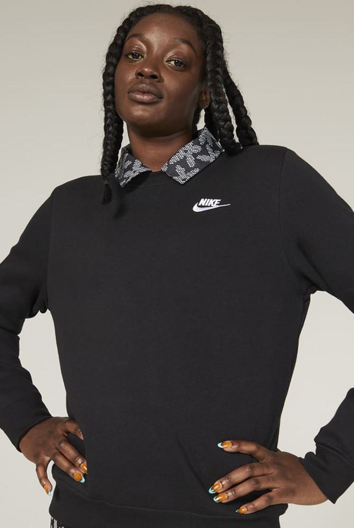Sudaderas Nike Sportswear Club Fleece Crew-Neck Mujer Rosas Blancas | GYVBT-6425