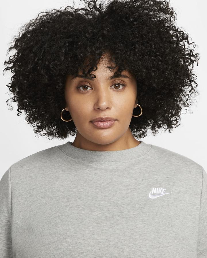 Sudaderas Nike Sportswear Club Fleece Crew-Neck Mujer Gris Oscuro Blancas | KBHVT-7039