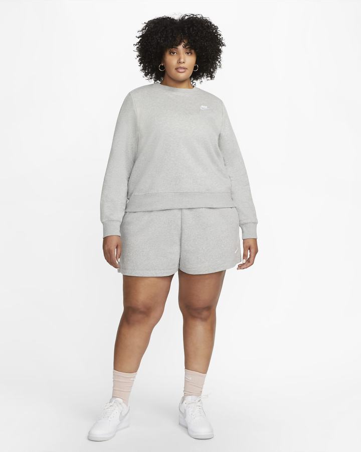 Sudaderas Nike Sportswear Club Fleece Crew-Neck Mujer Gris Oscuro Blancas | KBHVT-7039