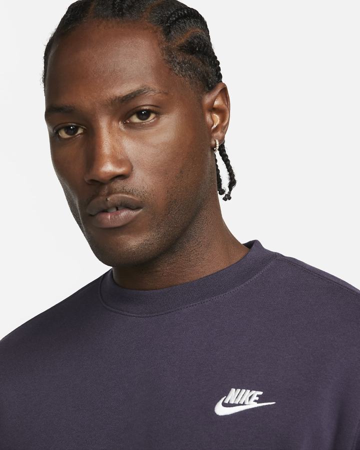 Sudaderas Nike Sportswear Club Fleece Crew Hombre Moradas Blancas | MOLQV-6478