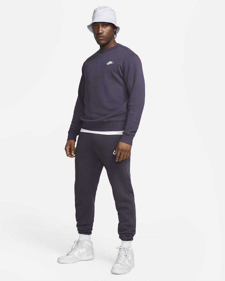 Sudaderas Nike Sportswear Club Fleece Crew Hombre Moradas Blancas | MOLQV-6478