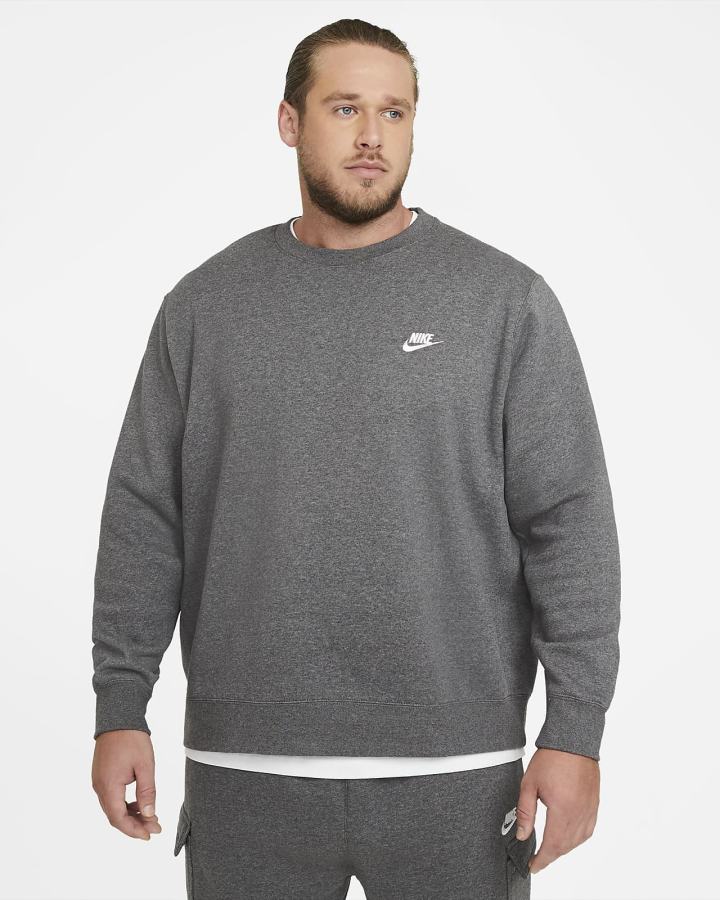 Sudaderas Nike Sportswear Club Fleece Crew Hombre Gris Blancas | RLZIY-3602