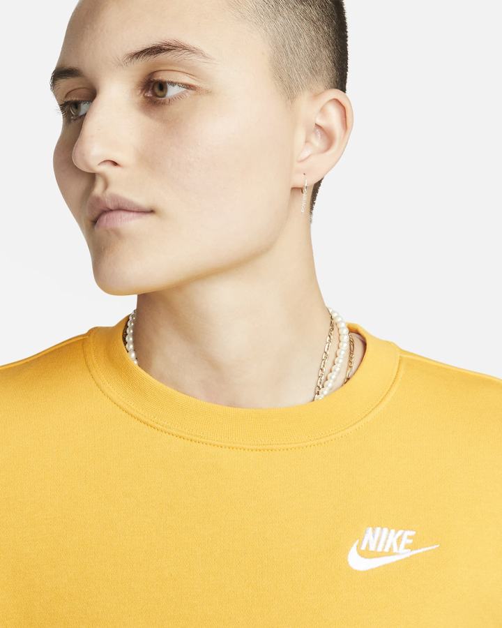 Sudaderas Nike Sportswear Club Fleece Crew-Neck Mujer Amarillo Blancas | SYRXG-2935