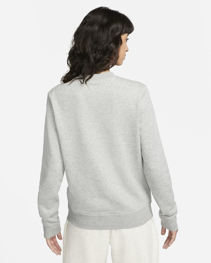 Sudaderas Nike Sportswear Club Fleece Crew-Neck Mujer Gris Oscuro Blancas | UEWFS-4073