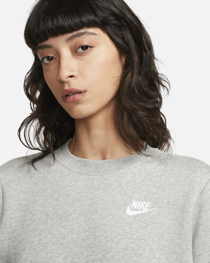 Sudaderas Nike Sportswear Club Fleece Crew-Neck Mujer Gris Oscuro Blancas | UEWFS-4073