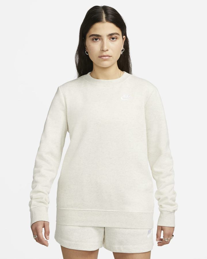 Sudaderas Nike Sportswear Club Fleece Crew-Neck Mujer Beige Blancas | XFJTS-1468