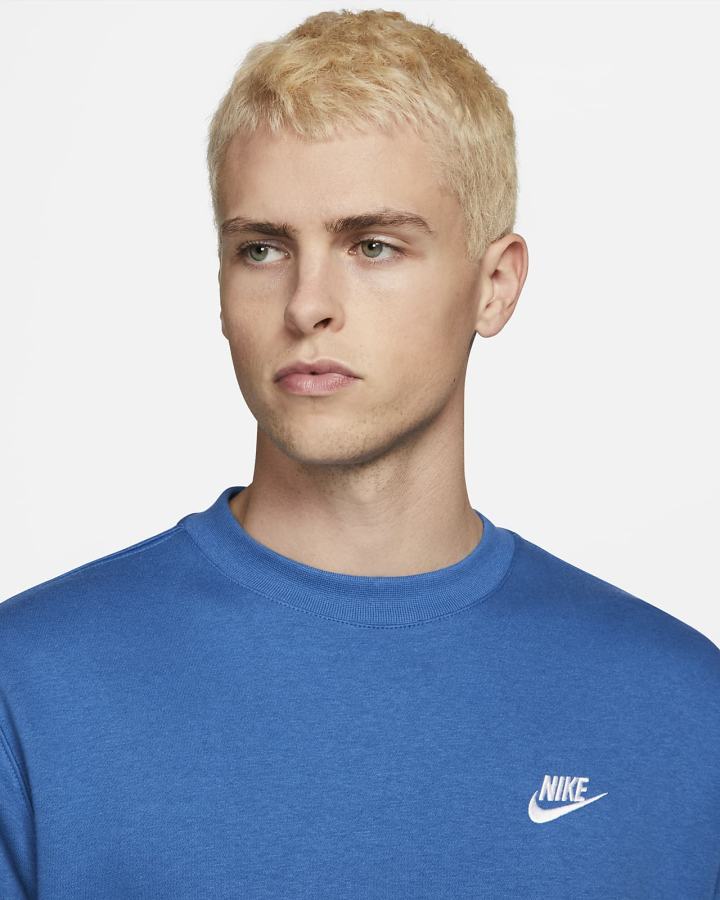 Sudaderas Nike Sportswear Club Fleece Crew Hombre Azules Oscuro Blancas | YAEKV-8159