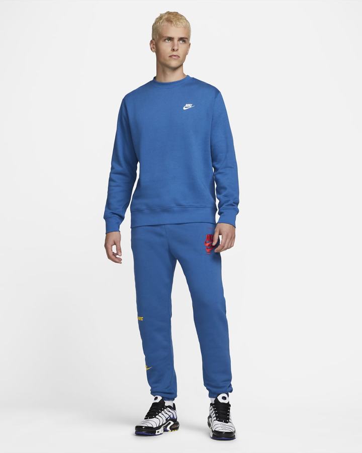 Sudaderas Nike Sportswear Club Fleece Crew Hombre Azules Oscuro Blancas | YAEKV-8159