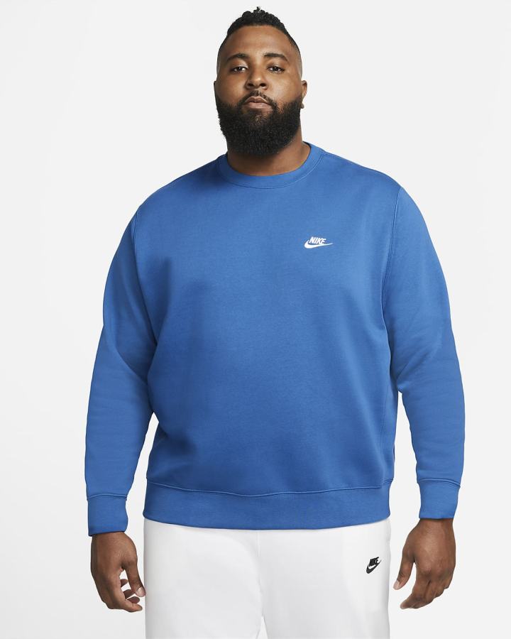 Sudaderas Nike Sportswear Club Fleece Crew Hombre Azules Oscuro Blancas | YAEKV-8159