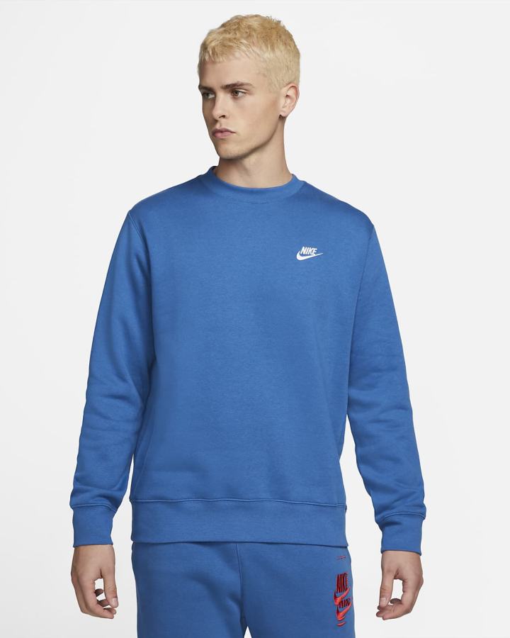Sudaderas Nike Sportswear Club Fleece Crew Hombre Azules Oscuro Blancas | YAEKV-8159