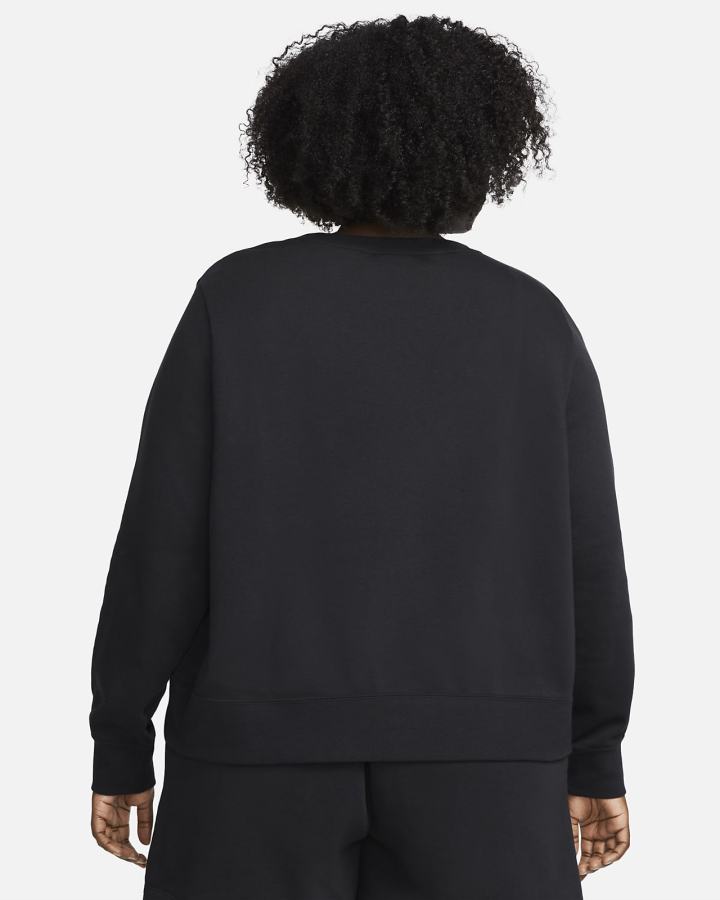 Sudaderas Nike Sportswear Club Fleece Crew-Neck Mujer Negras Blancas | YLECV-9860