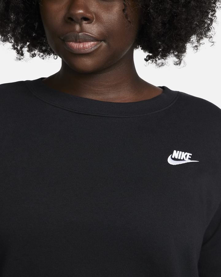 Sudaderas Nike Sportswear Club Fleece Crew-Neck Mujer Negras Blancas | YLECV-9860