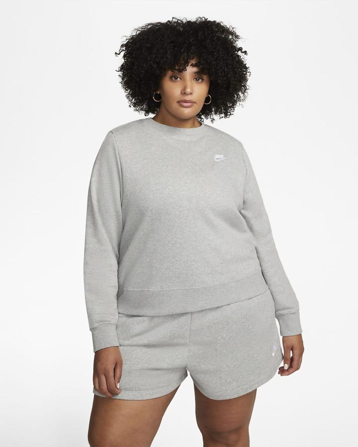 Sudaderas Nike Sportswear Club Fleece Crew-Neck Mujer Negras Blancas | YLECV-9860
