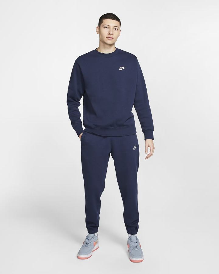 Sudaderas Nike Sportswear Club Fleece Crew Hombre Azul Marino Blancas | YXOVK-7418