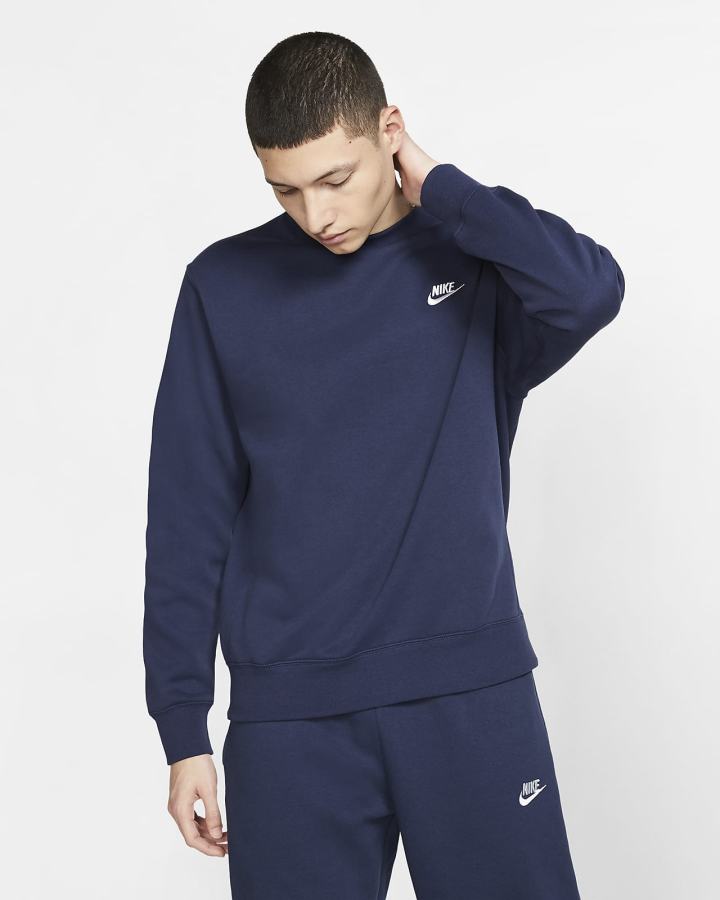Sudaderas Nike Sportswear Club Fleece Crew Hombre Azul Marino Blancas | YXOVK-7418