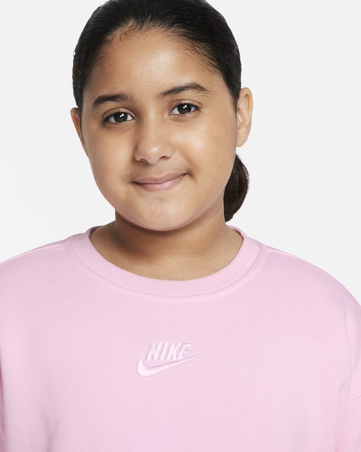 Sudaderas Nike Sportswear Club Fleece Kids Crew (Extended Size) Niña Rosas Blancas | AVLCE-9602