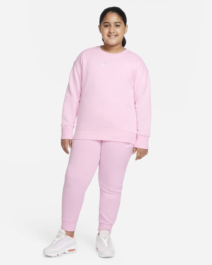 Sudaderas Nike Sportswear Club Fleece Kids Crew (Extended Size) Niña Rosas Blancas | AVLCE-9602