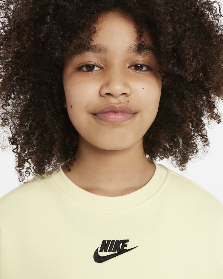 Sudaderas Nike Sportswear Club Fleece Kids Crew (Extended Size) Niña Negras | DJUKX-2639