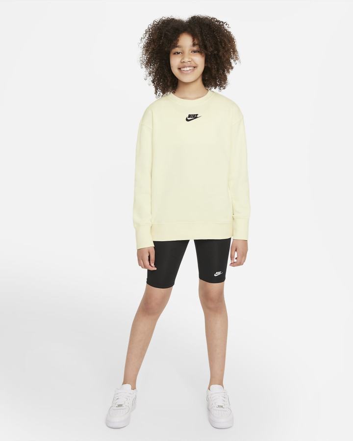 Sudaderas Nike Sportswear Club Fleece Kids Crew (Extended Size) Niña Negras | DJUKX-2639