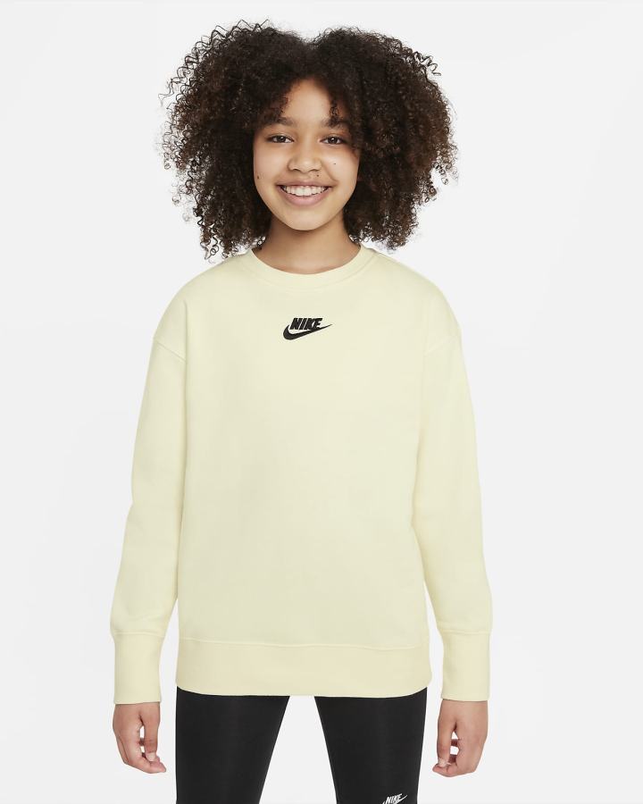 Sudaderas Nike Sportswear Club Fleece Kids Crew (Extended Size) Niña Negras | DJUKX-2639