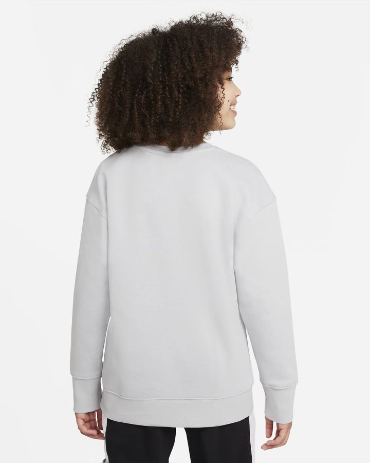 Sudaderas Nike Sportswear Club Fleece Kids Crew (Extended Size) Niña Gris Claro Blancas | HIQAV-4152