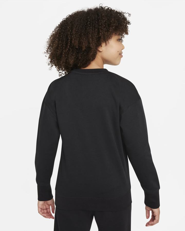 Sudaderas Nike Sportswear Club Fleece Kids Crew (Extended Size) Niña Negras Blancas | HXMOB-9014