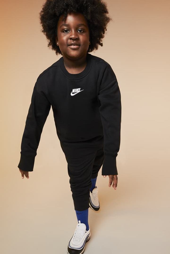 Sudaderas Nike Sportswear Club Fleece Kids Crew (Extended Size) Niña Marrones Blancas | JAIFS-2468