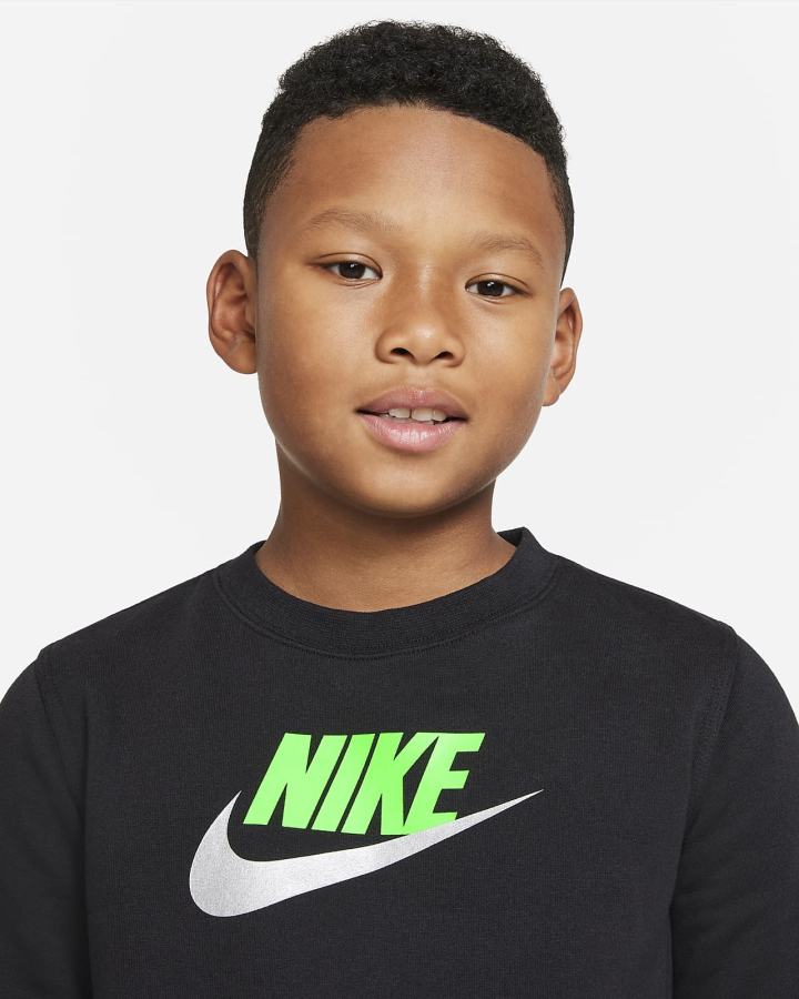 Sudaderas Nike Sportswear Club Fleece Kids Crew (Extended Size) Niño Negras Verde | KFXJR-1035