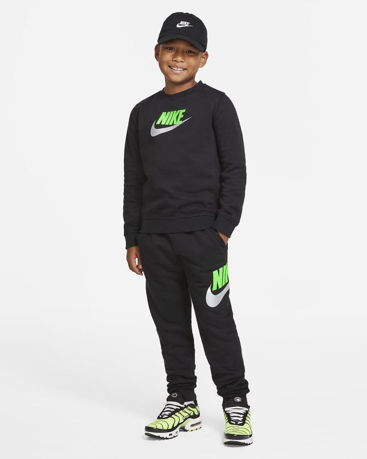 Sudaderas Nike Sportswear Club Fleece Kids Crew (Extended Size) Niño Negras Verde | KFXJR-1035