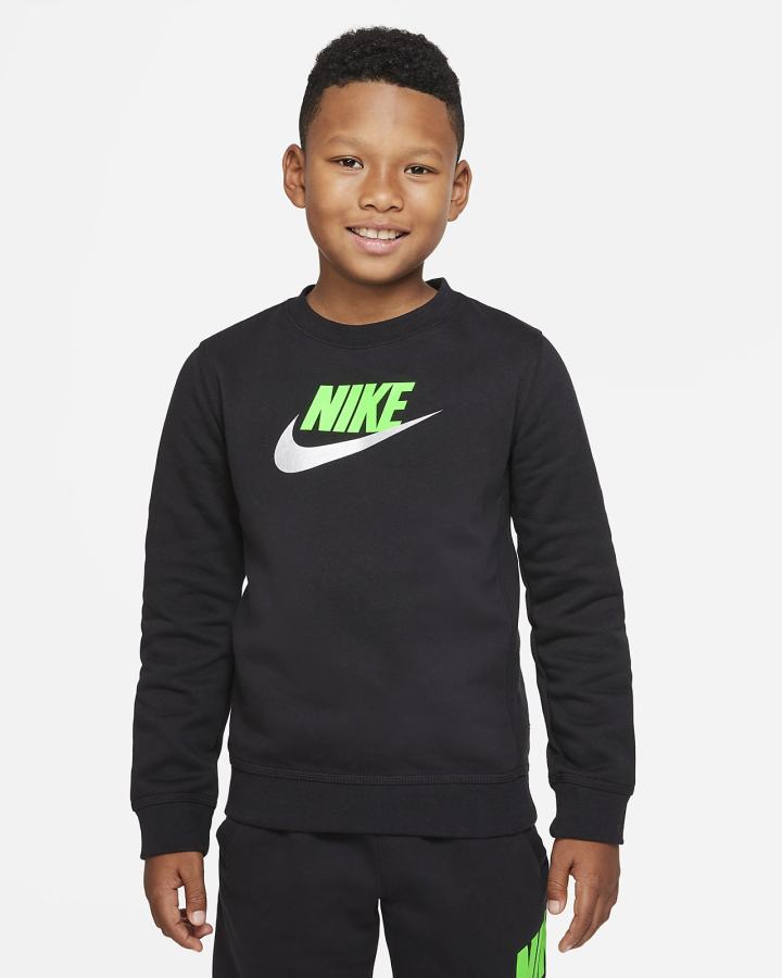 Sudaderas Nike Sportswear Club Fleece Kids Crew (Extended Size) Niño Negras Verde | KFXJR-1035