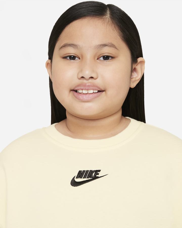 Sudaderas Nike Sportswear Club Fleece Kids Crew (Extended Size) Niña Negras | KNJUM-3146