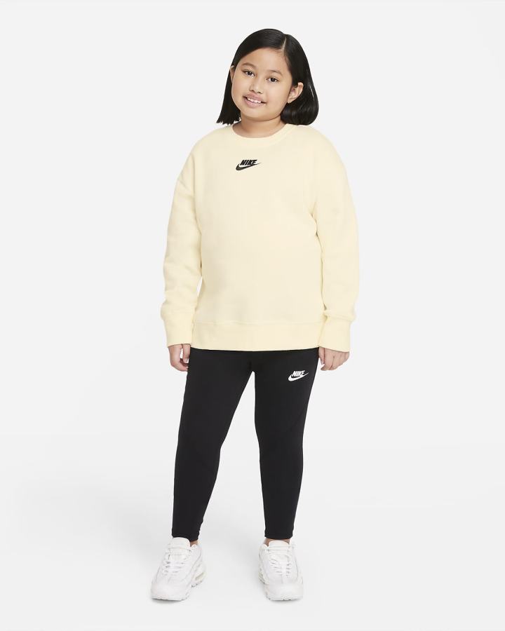 Sudaderas Nike Sportswear Club Fleece Kids Crew (Extended Size) Niña Negras | KNJUM-3146