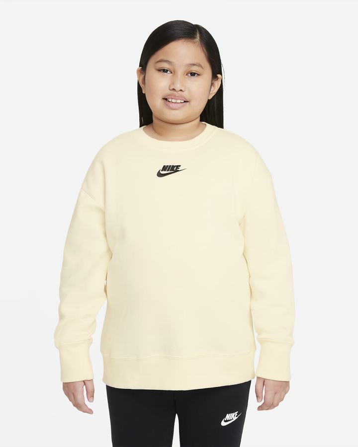 Sudaderas Nike Sportswear Club Fleece Kids Crew (Extended Size) Niña Negras | KNJUM-3146