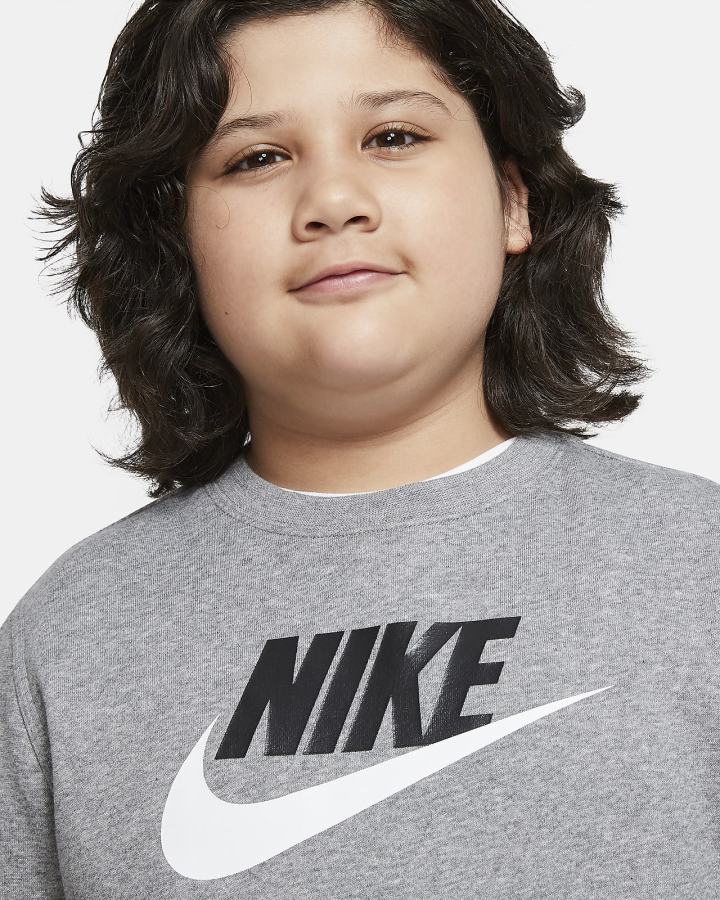 Sudaderas Nike Sportswear Club Fleece Kids Crew (Extended Size) Niño Gris Oscuro | KRXSN-5871