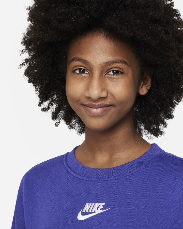 Sudaderas Nike Sportswear Club Fleece Kids Crew (Extended Size) Niña Blancas | LOVJP-0196