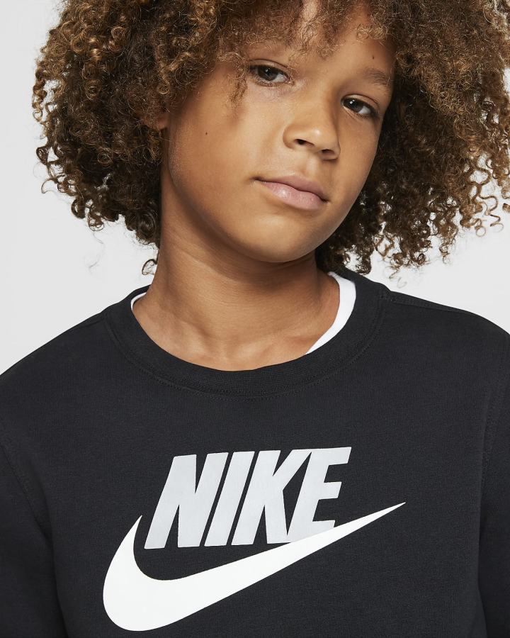 Sudaderas Nike Sportswear Club Fleece Kids Crew (Extended Size) Niño Negras | NJAYE-6215