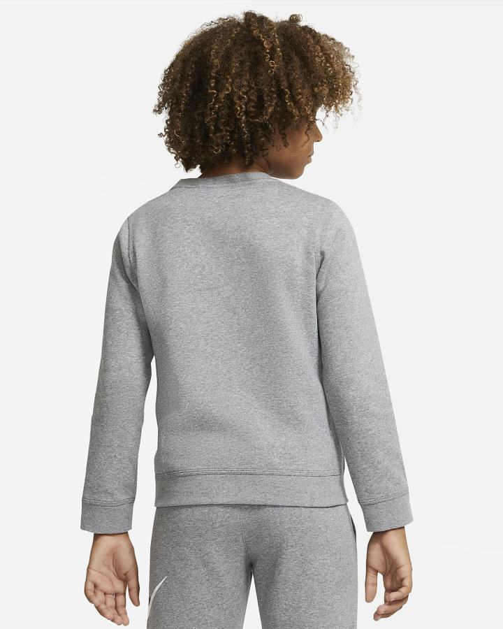 Sudaderas Nike Sportswear Club Fleece Kids Crew (Extended Size) Niño Gris Oscuro | NTKAQ-4861